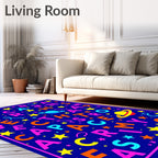 Colorful Space Stars Alphabet Rug