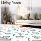 Soft Aqua And Gray Abstract Shapes Rug