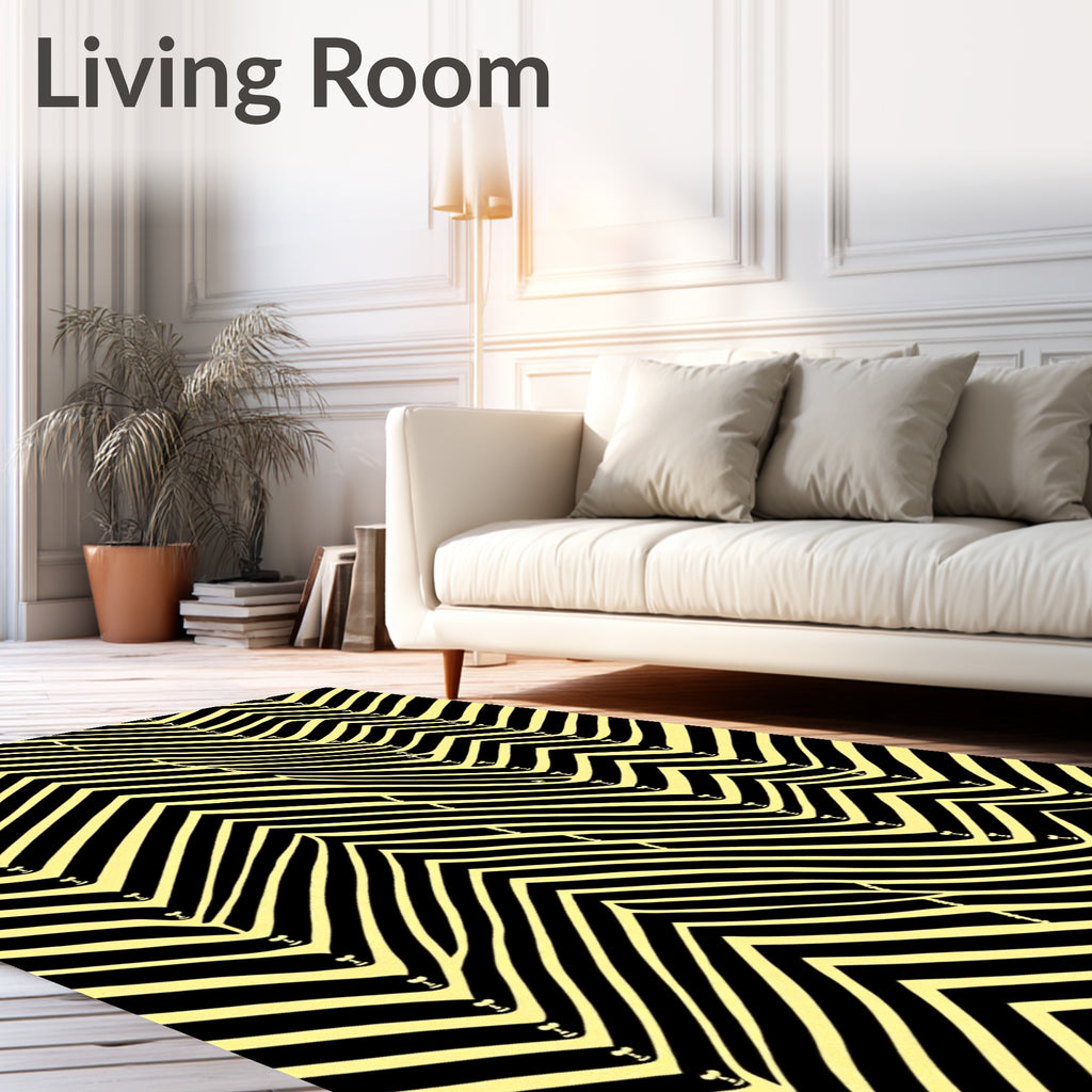 Black Yellow Zigzag Wave Rug