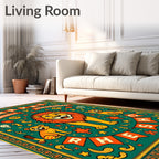 Crimson Lion Circus Banners Rug
