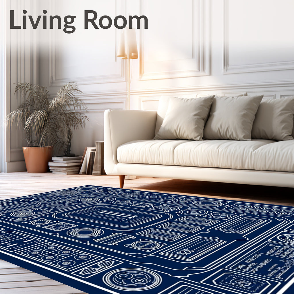 Blueprint Schematic Circuit Board Rug