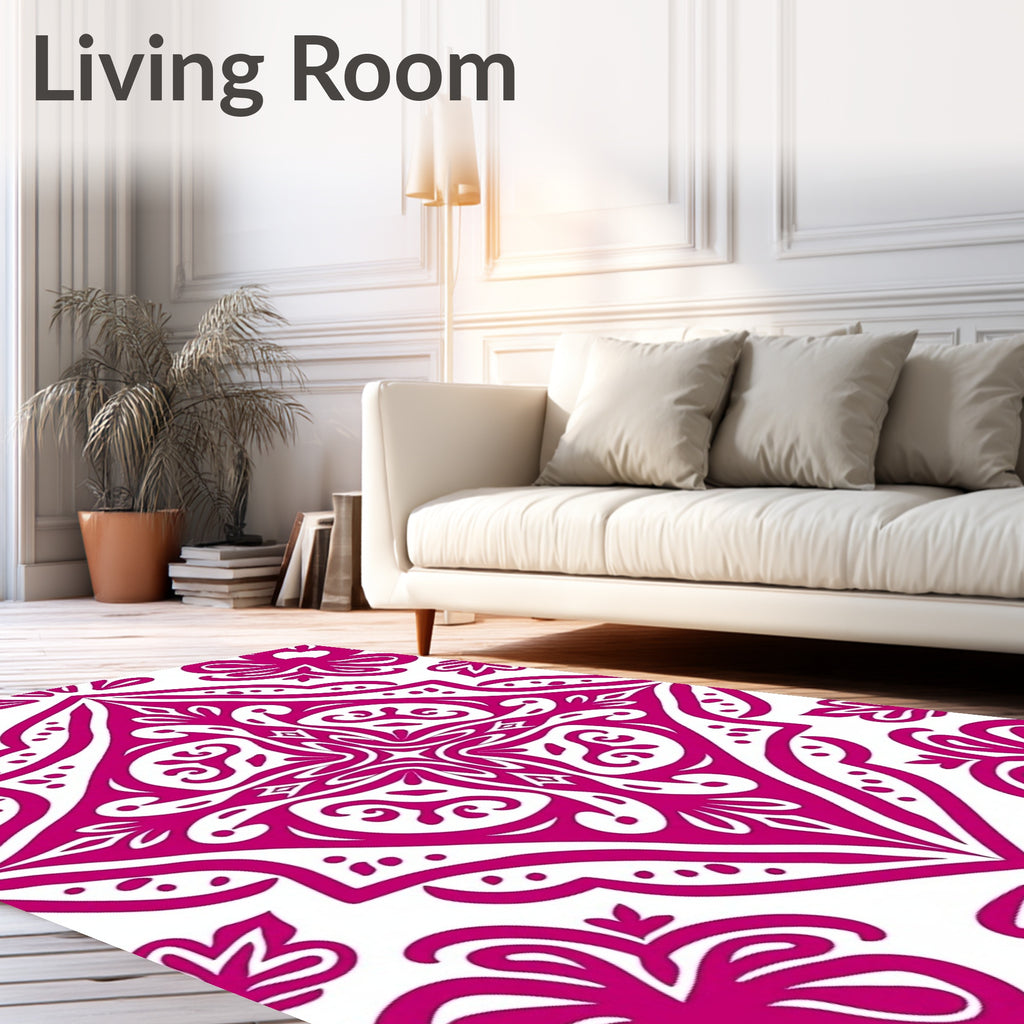 Vibrant Magenta Floral Medallion Rug