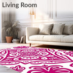 Vibrant Magenta Floral Medallion Rug