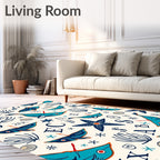 Oceanic Whales Starfish Marine Life Rug