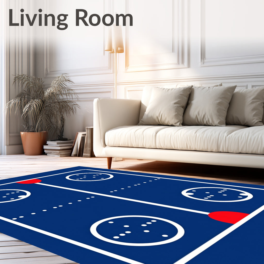 Classic Blue Red Four Circle Rug