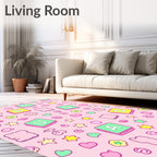 Fun Pink Alphabet Blocks Star Hearts Rug