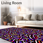Bold Abstract Maze Red Yellow Violet Lines Rug