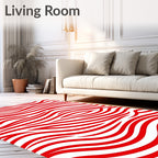 Bold Red Abstract Waves Rug