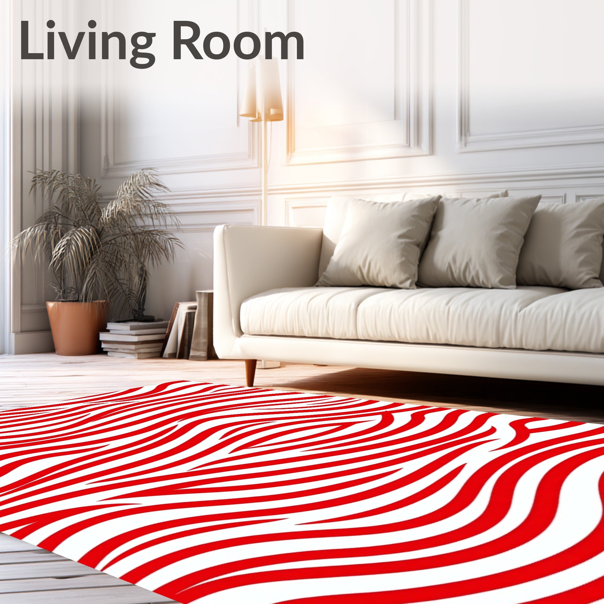 Bold Red Abstract Waves Rug