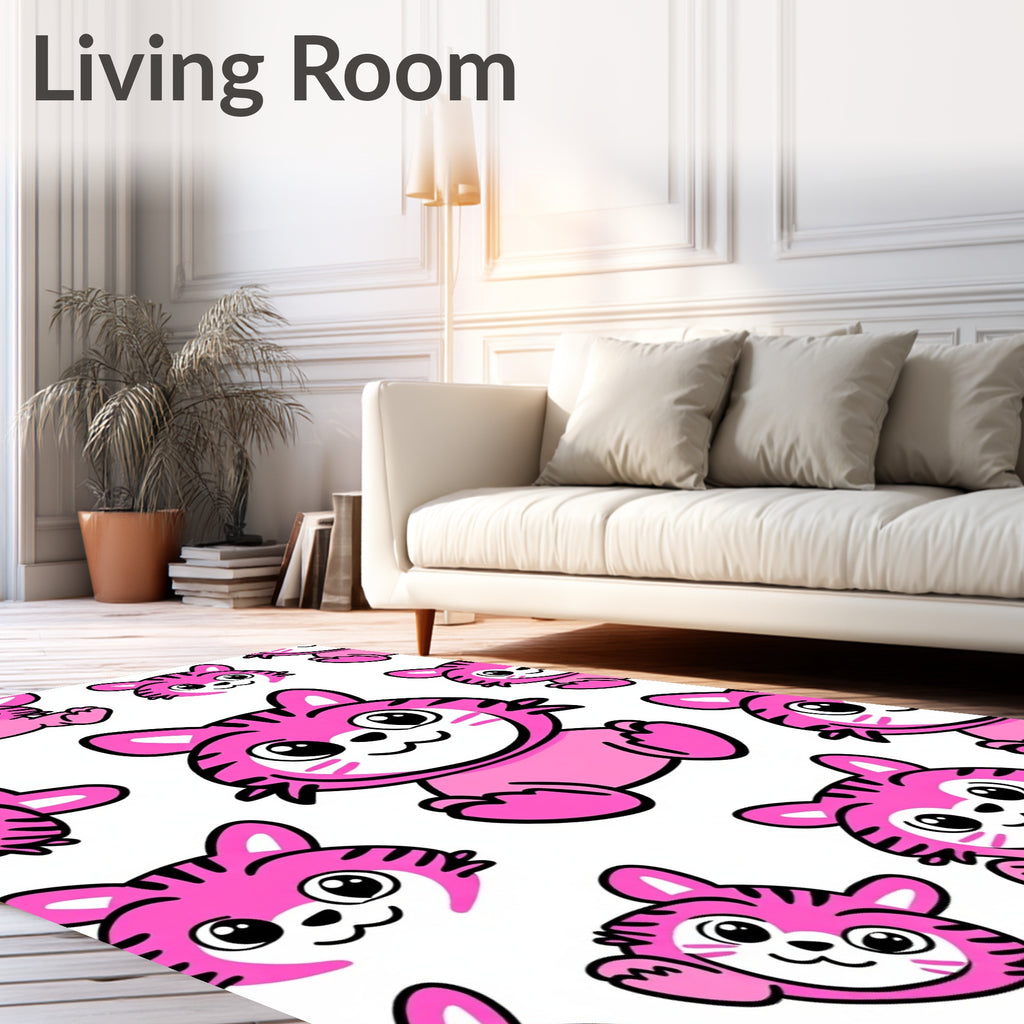 Cute Pink Tiger Cub Repeat Rug