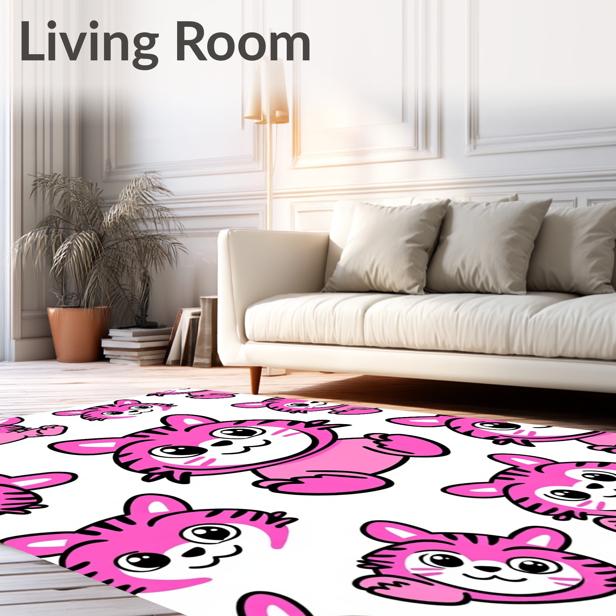 Cute Pink Tiger Cub Repeat Rug