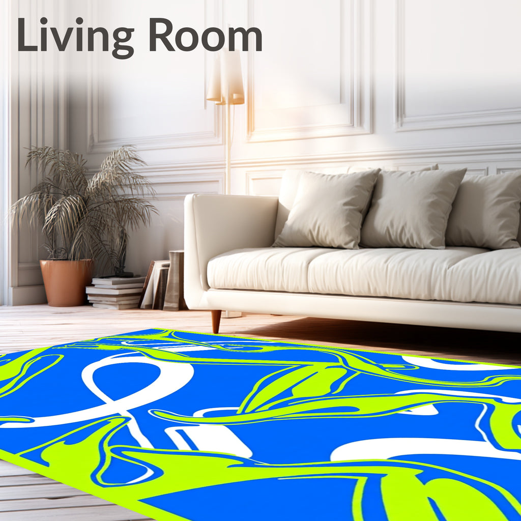 Electric Blue Vivid Swirl Abstract Rug