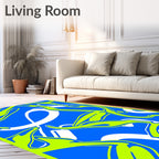 Electric Blue Vivid Swirl Abstract Rug