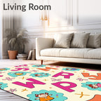 Playful Alphabet Characters Garden Graphic Rug