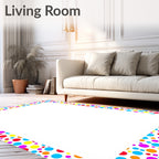 Rainbow Polka Dot Confetti Border Rug