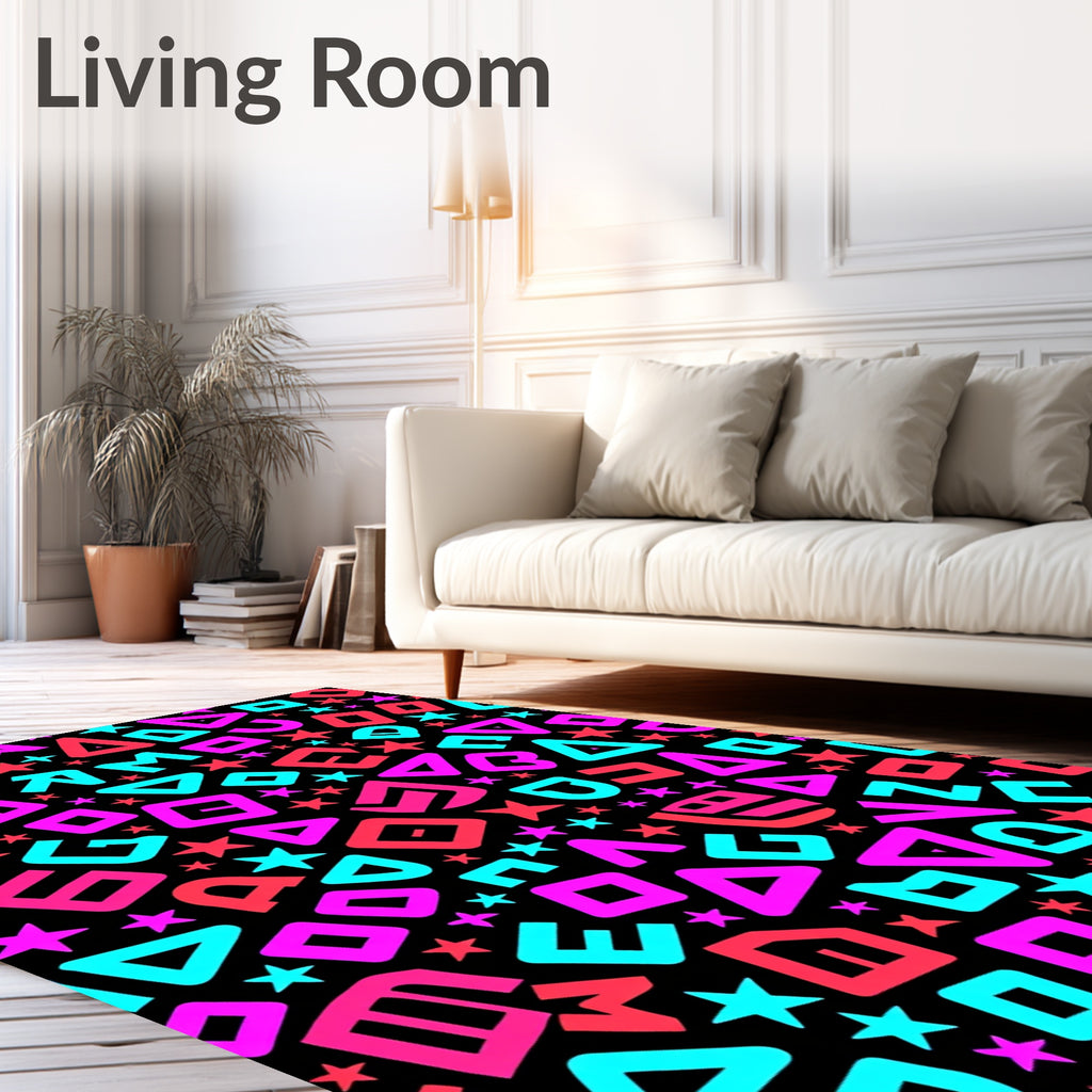 Retro Alphabet Stars Splash Rug