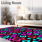Retro Alphabet Stars Splash Rug