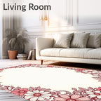 Whimsical Floral Bunny Outline Rug