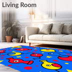 Happy Red Blue Yellow Balloon Party Rug