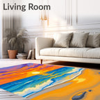 Vibrant Sunset Over Blue Ocean Waves Rug