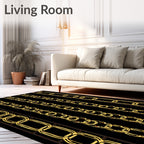 Golden Interlocking Chain Columns Rug