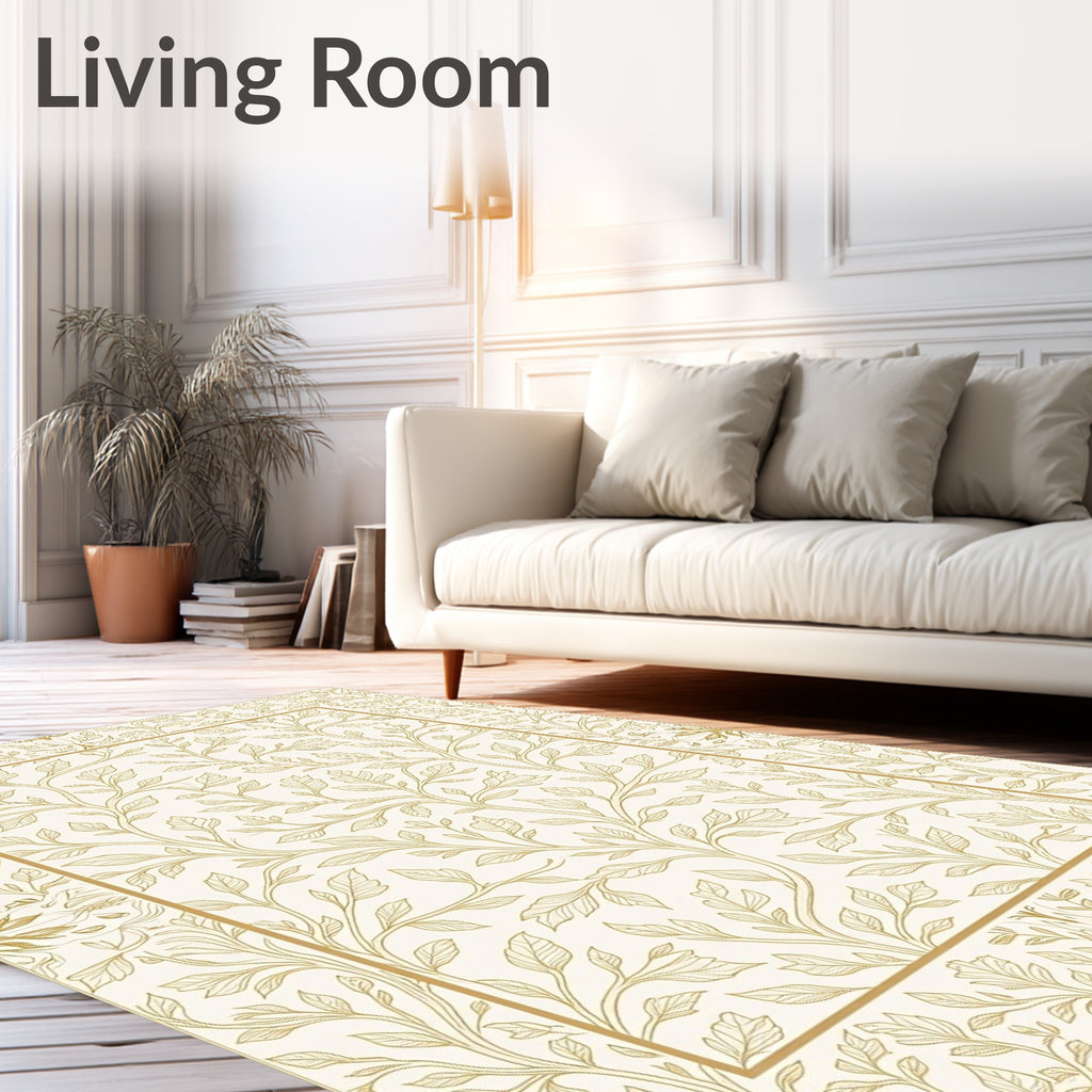 Golden Vines Floral Medallion Rug