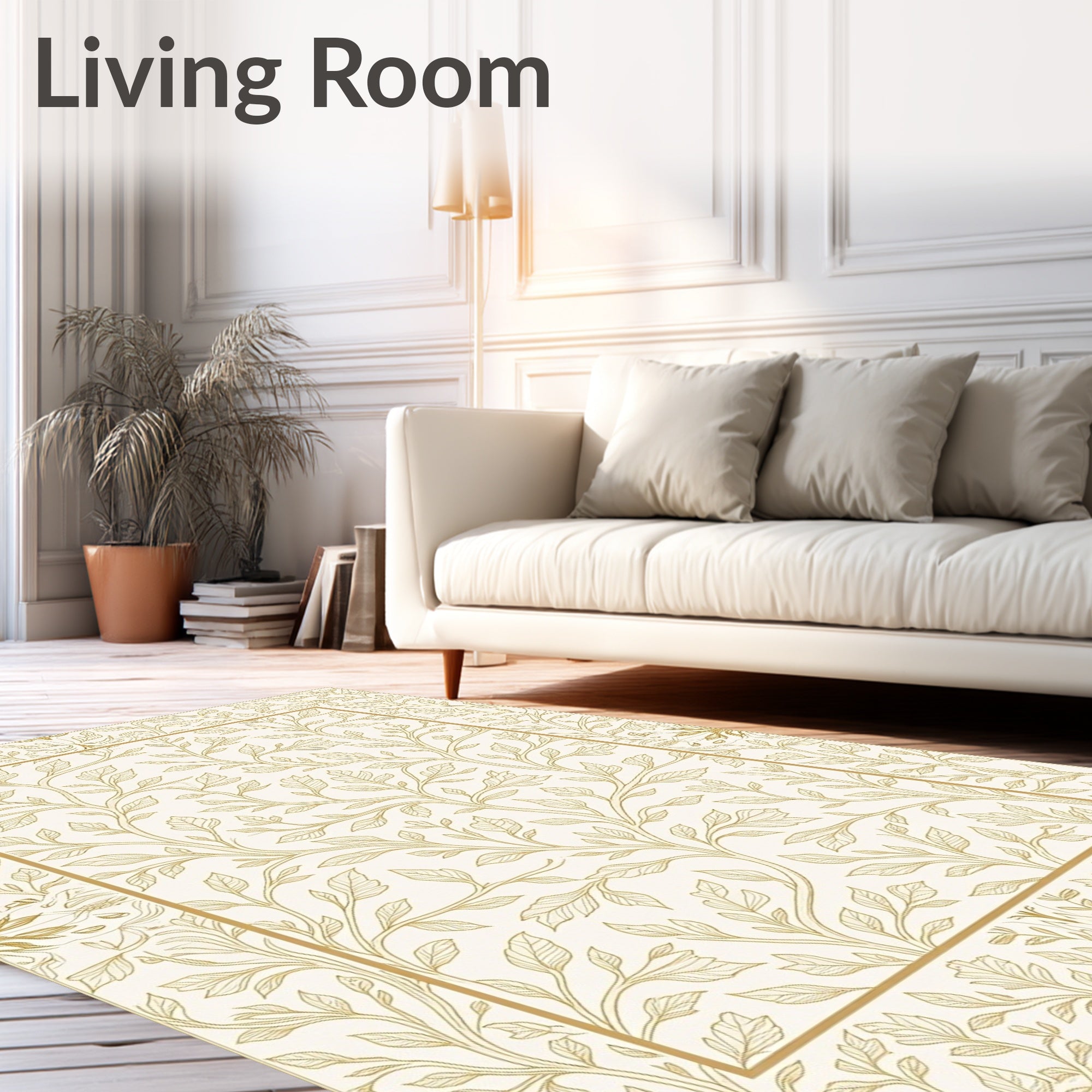 Golden Vines Floral Medallion Rug