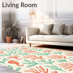 Coral and Seaweed Seascape Marine Theme Rug