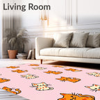 Whimsical Orange and Cream Kittens Rug