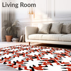 Bold Red Black Geometric Medallion Rug