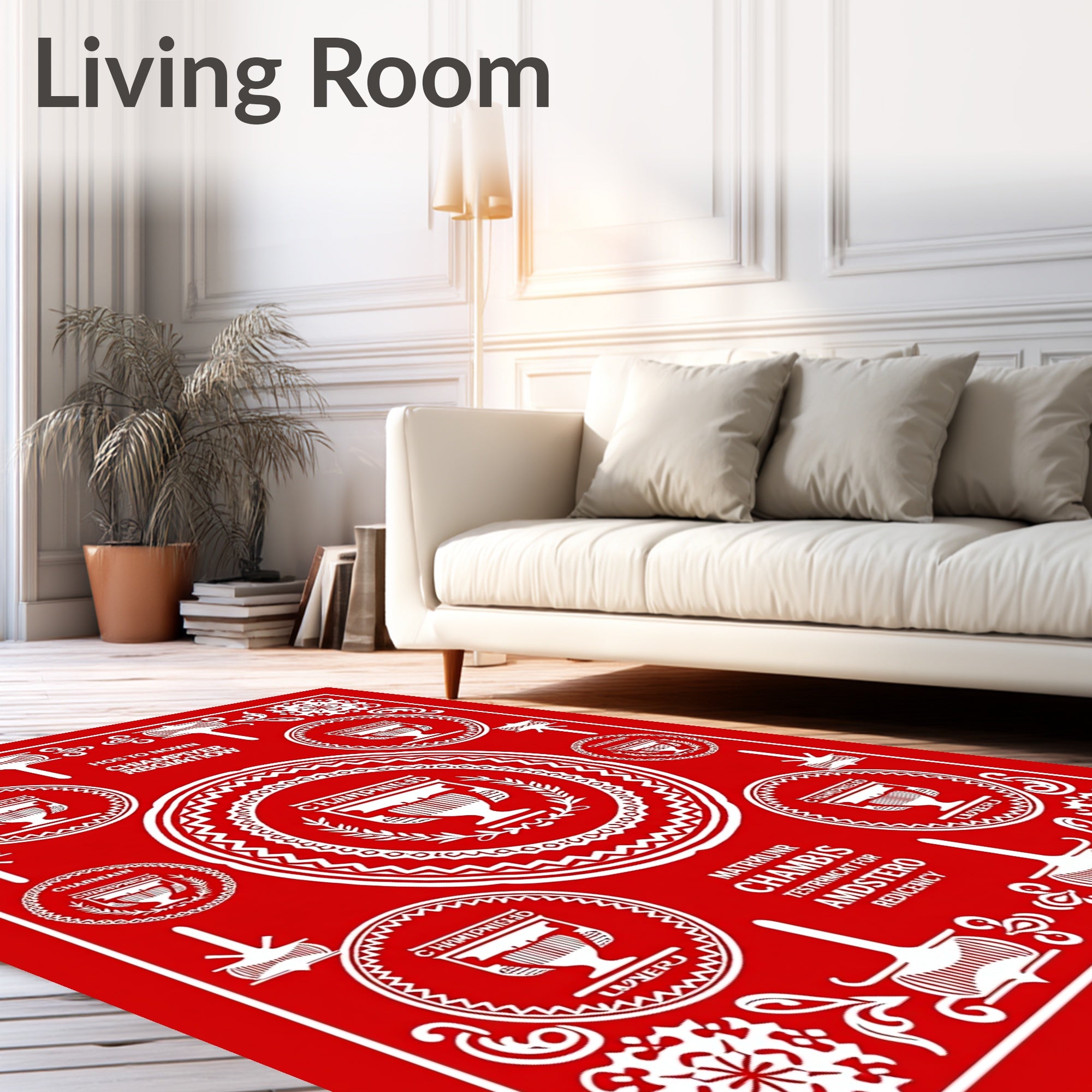 Crimson Trophy Medallion Ornate Rug