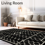 Black White Chain Link Court Rug