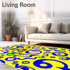 Bold Blue Yellow Baseball Collage Rug