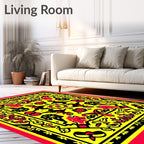Bold Yellow Red Abstract Garden Rug