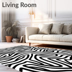 Black White Abstract Animal Print Rug