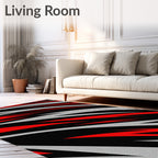Bold Red Black White Stripe Rug