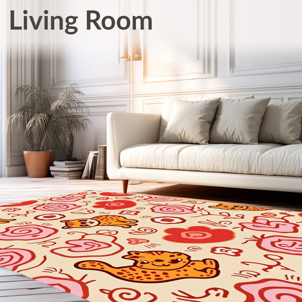 Cheeky Cheetah Floral Sketch Cream Rug