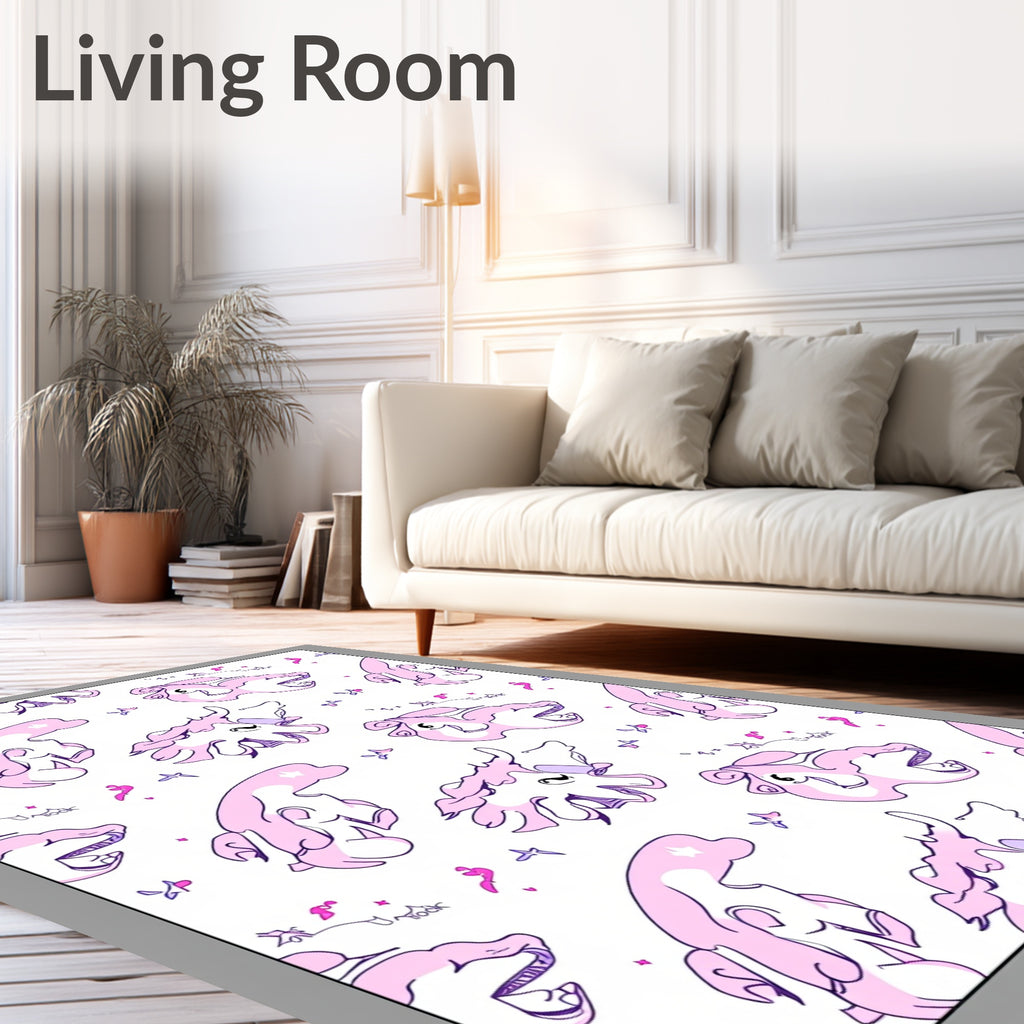 Playful Pink Cartoon Creatures Abstract Rug