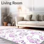 Playful Pink Cartoon Creatures Abstract Rug