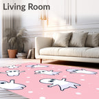 Pink Playful Ghost Characters Scatter Rug