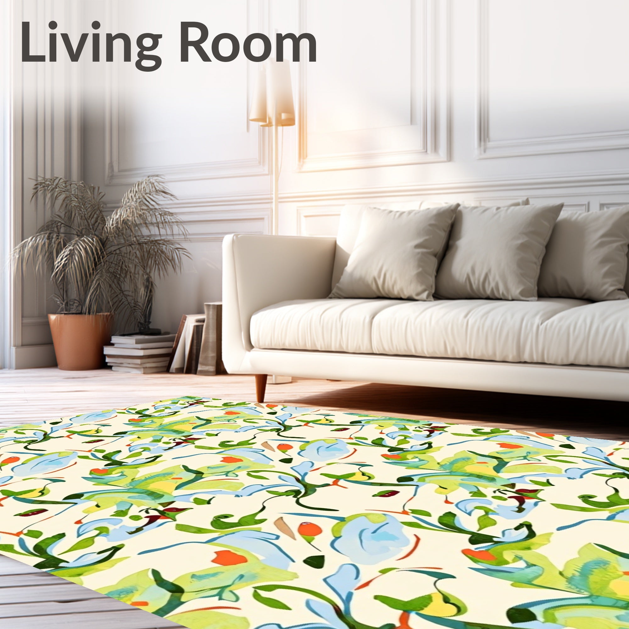 Abstract Verdant Vines Floral Arrangement Rug