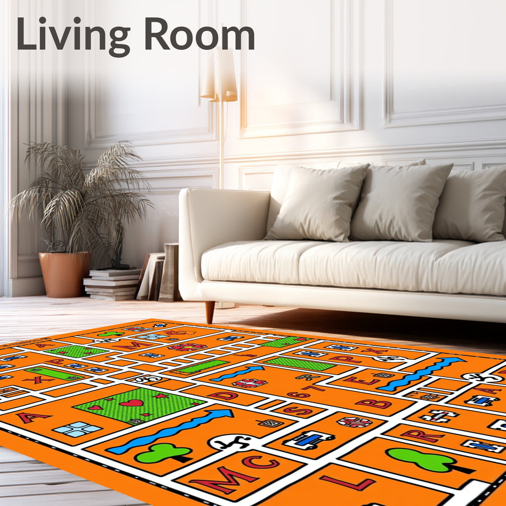 Whimsical Cartoon City Map Rug