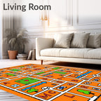 Whimsical Cartoon City Map Rug