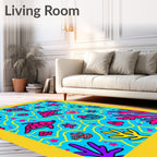 Vibrant Aqua Sea Turtle Coral Scene Rug
