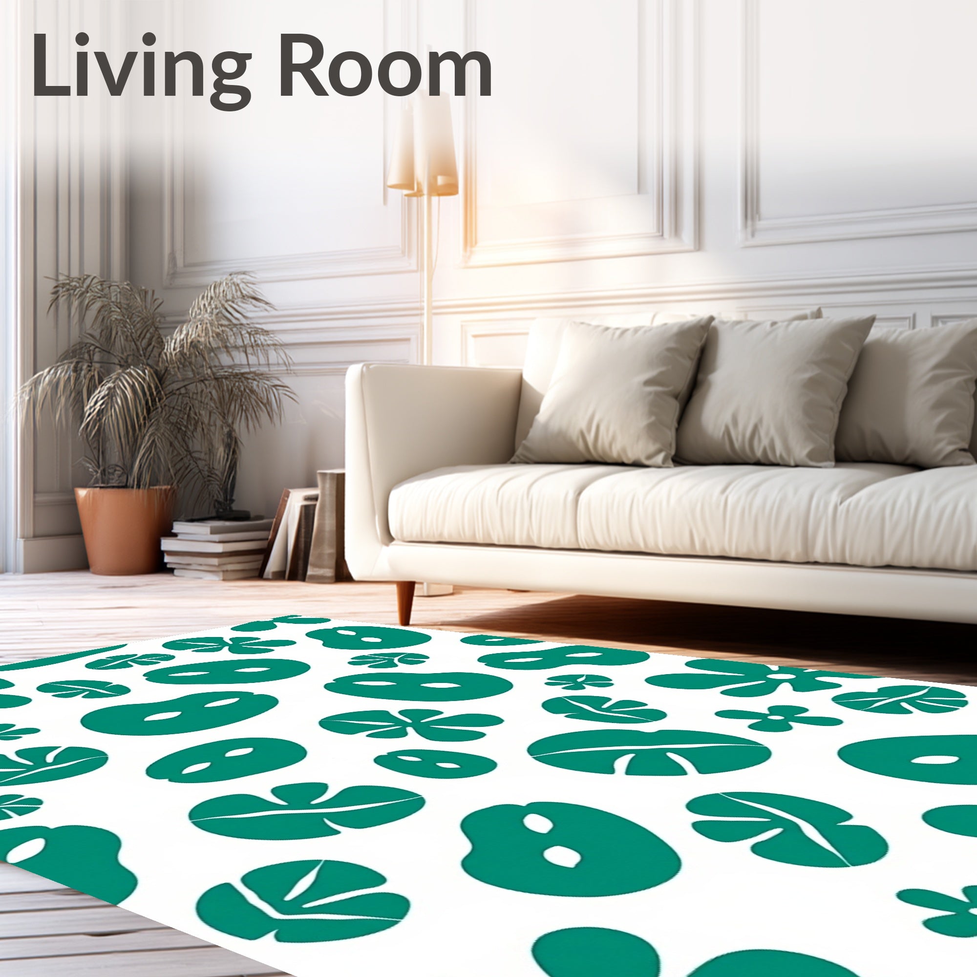 Teal Abstract Organic Shapes Rug