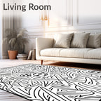 Playful Sketchy Soccer Balls Abstract Art Rug