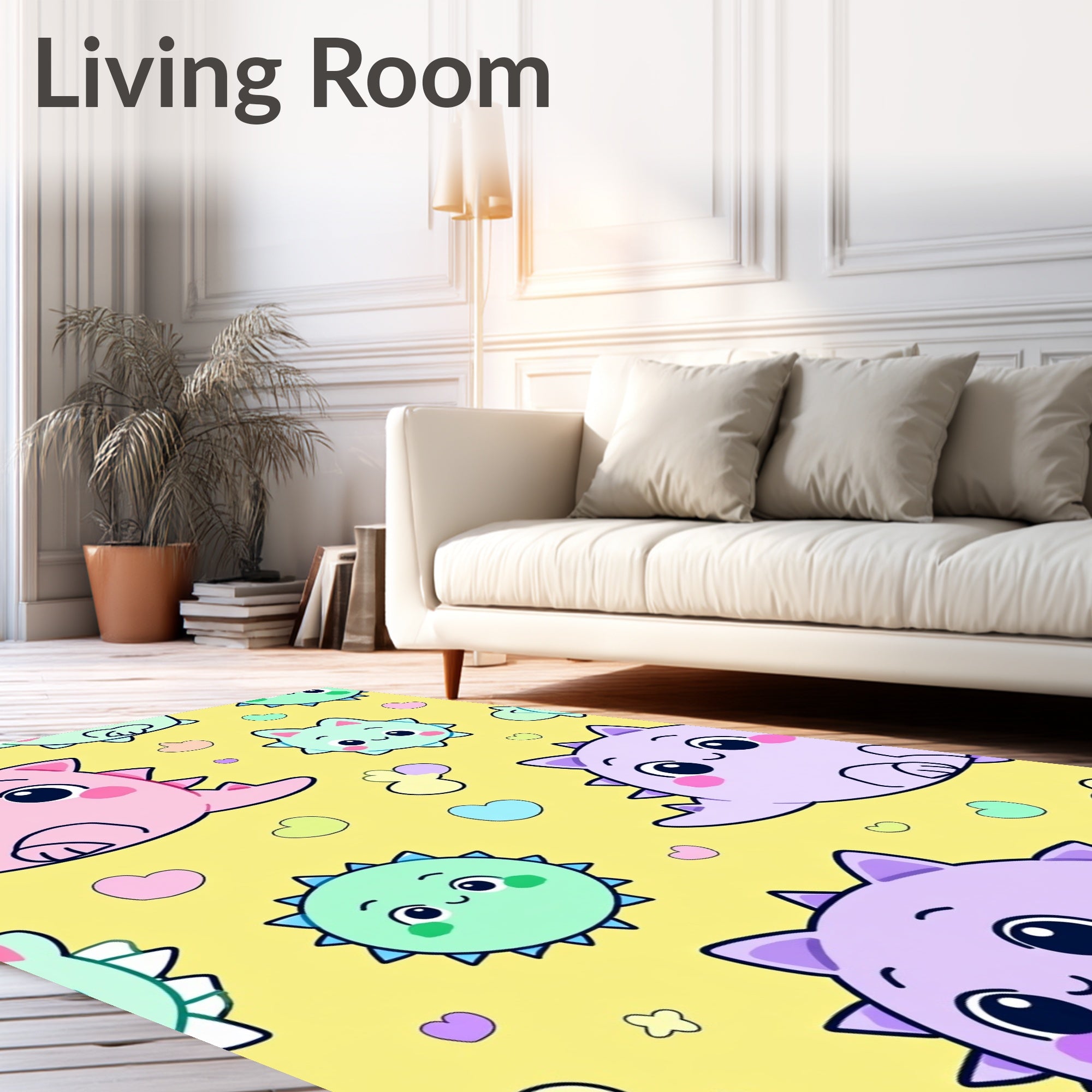 Cute Kawaii Dinosaur Cartoon Theme Rug