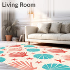 Coral Reef Seashell Starfish Collection Rug