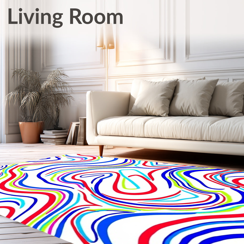 Bright Wavy Stripe Abstract Rug