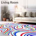 Bright Wavy Stripe Abstract Rug